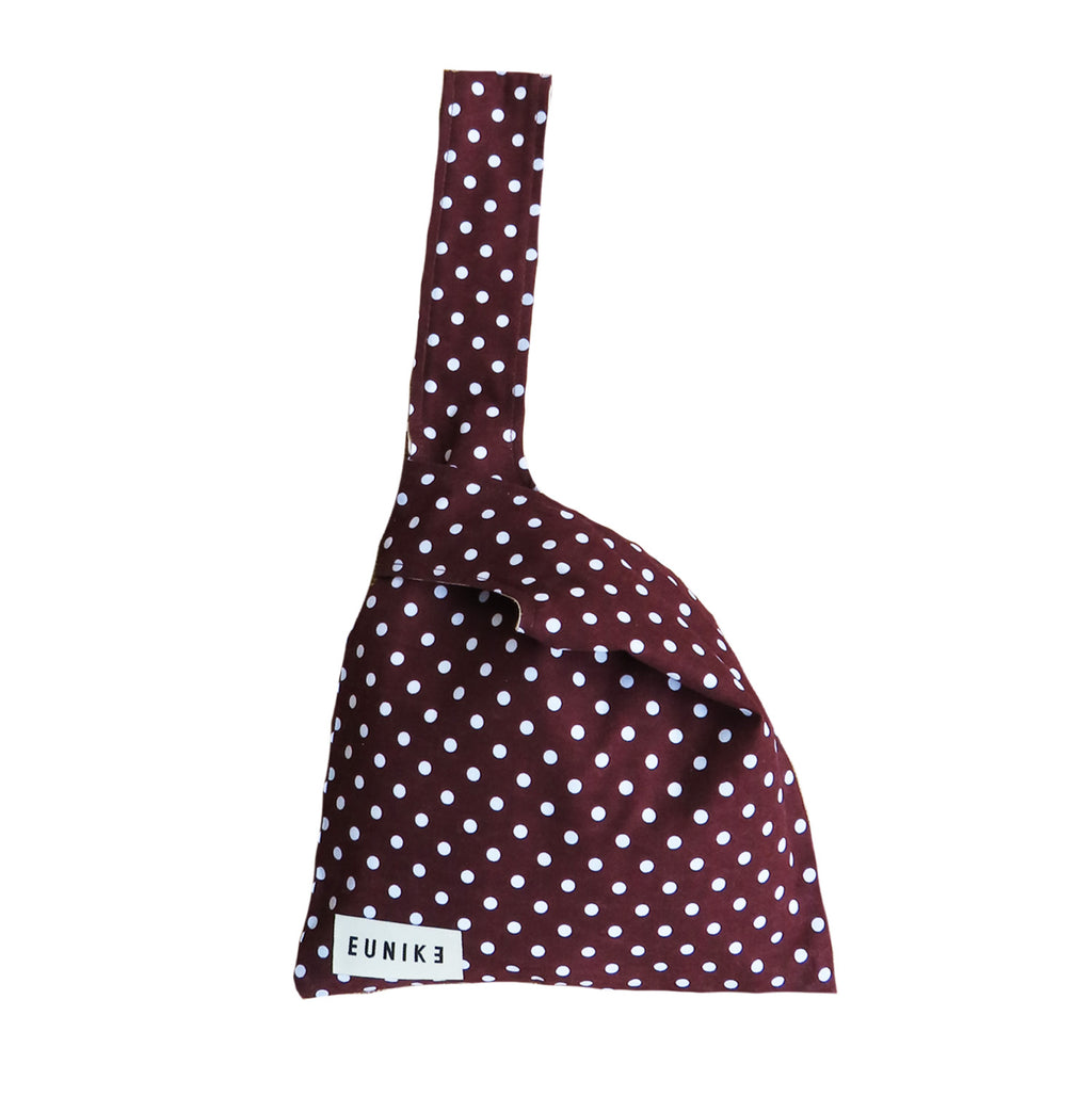 Polka Dots Brown Petite Knot Bag